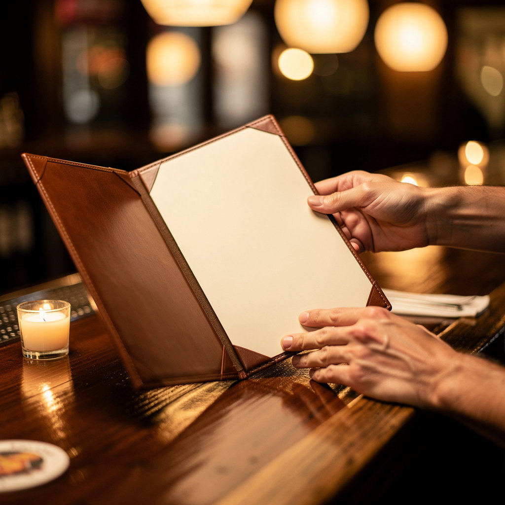 The Friendly Tavern San Diego happy hour menu featuring drinks and appetizers in a casual bar setting